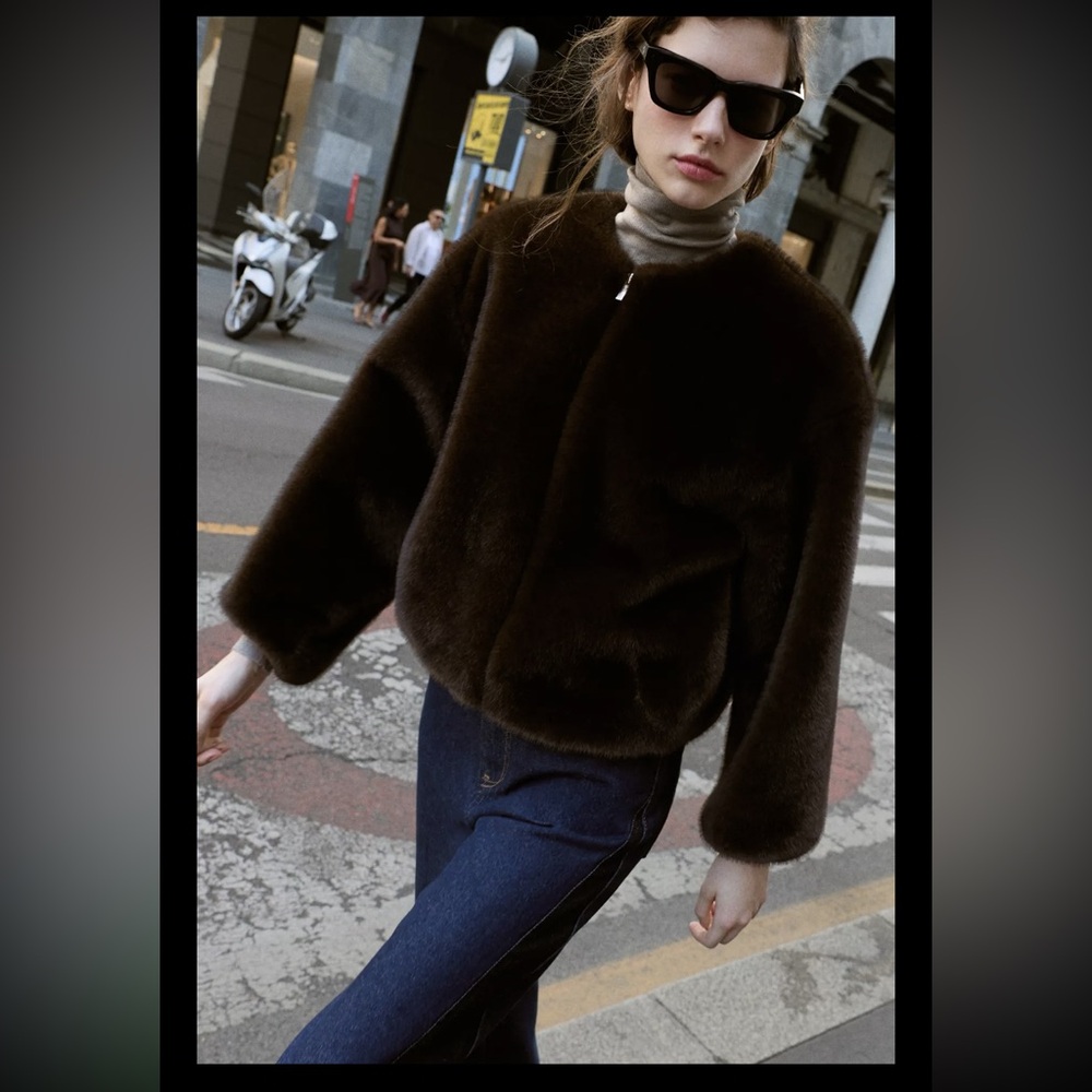 Zara Dark Brown Bomber Jacket